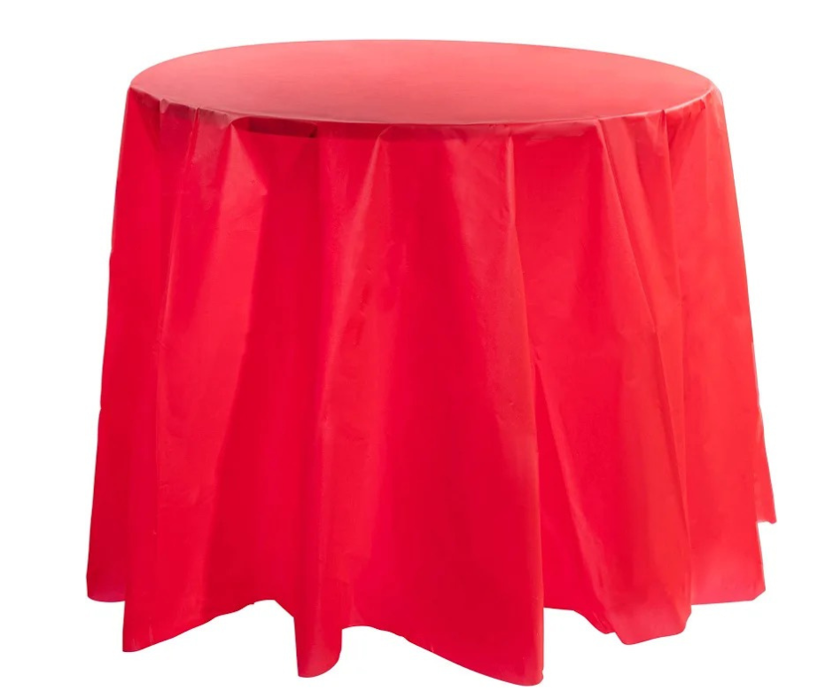 Red Disposable Round Tablecloth